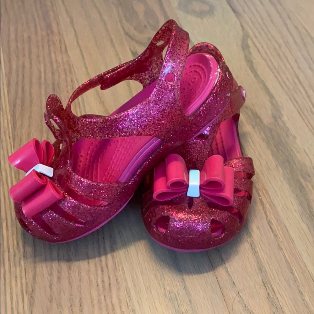 Crocs pink sparkly sandals